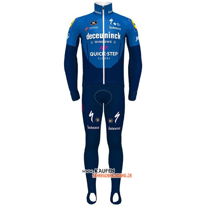 Deceuninck Quick step Langarmtrikot und Lange Tragerhose 2021 Blau